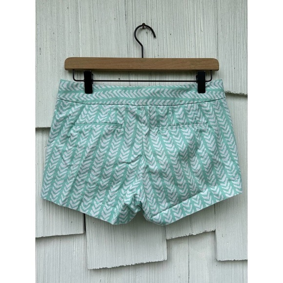 J Crew Mint Green‎ Chevron Print Flat Front Short 0 - Picture 4 of 6